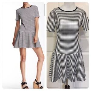 Trina Turk Dresses Size SP Navy & White Striped Short Sleeve Fit & Flare Dress